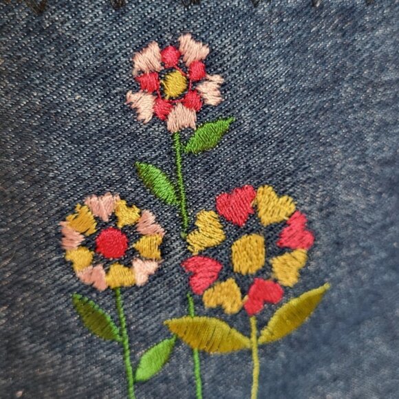 Western Denim Vest  Embroidered Horse Floral Handcrafted Unique Equestrian - Picture 9 of 12